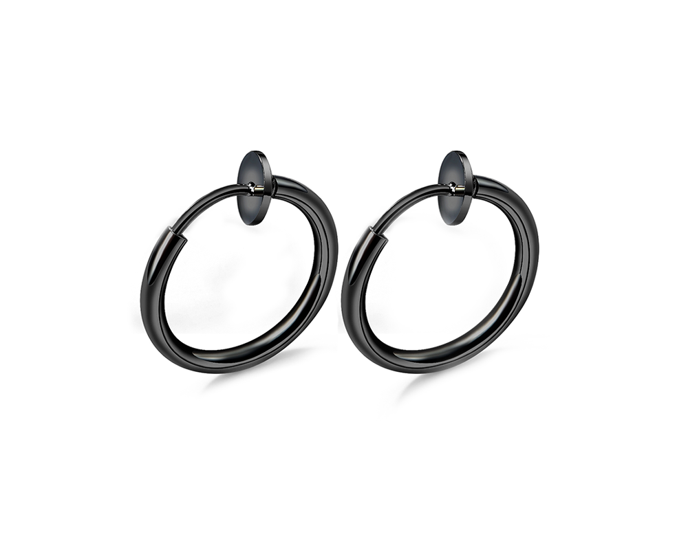 JVD Dámské kruhové ocelové černé náušnice SSSE0060XF9BL00