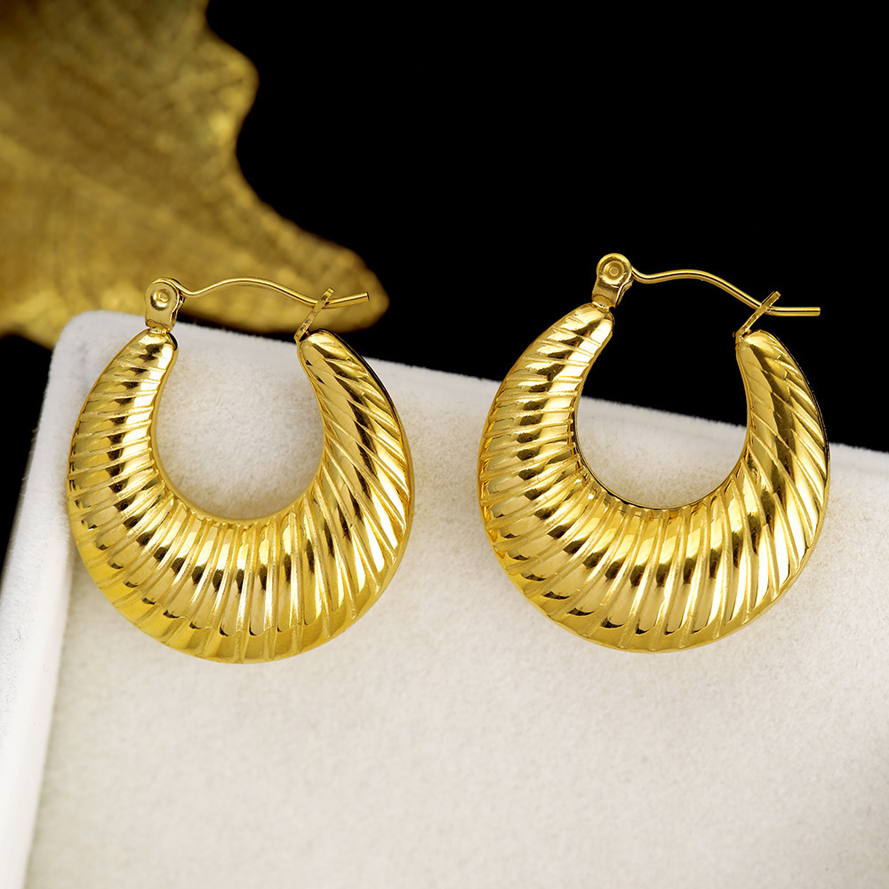 JVD Dámské ocelové pozlacené náušnice kruhy SSSE0095XJ2GO00