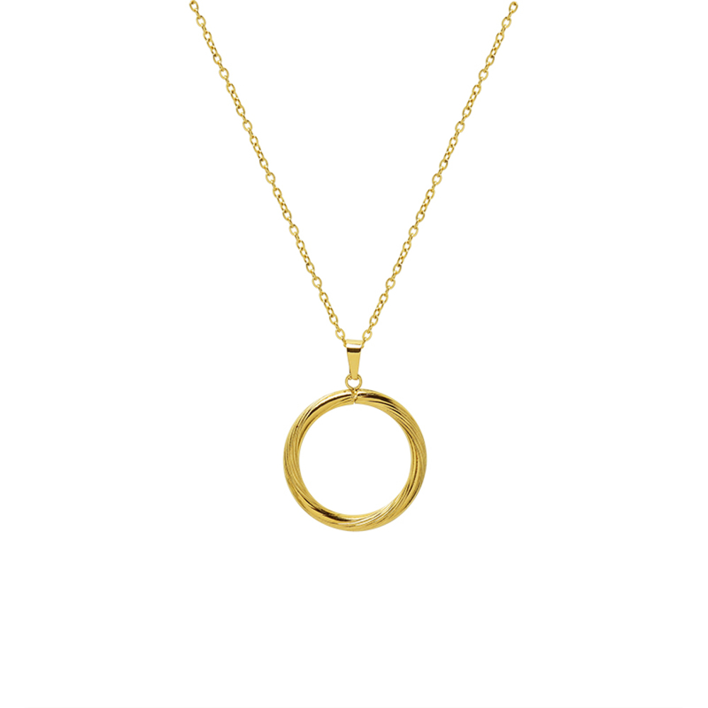 JVD Dámský ocelový pozlacený náhrdelník s kruhem SSSN0046XJ2GO00