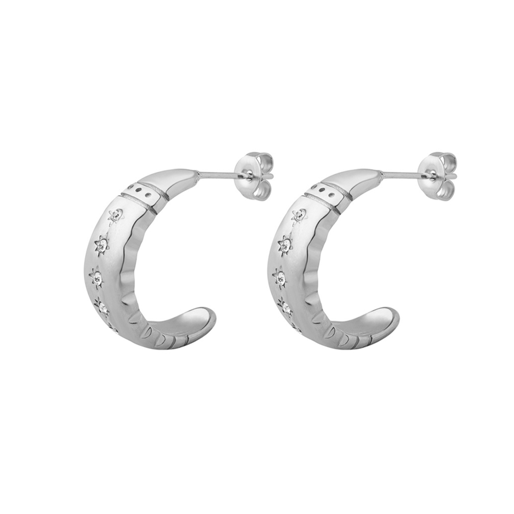 JVD Dámské ocelové náušnice na puzetku se zirkony SSSE0109XJ20000 