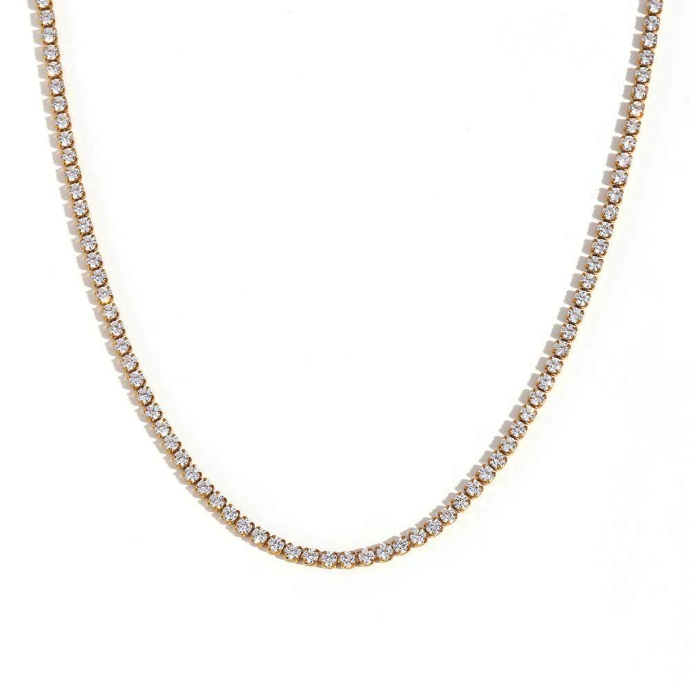 JVD Ocelový pozlacený náhrdelník se zirkony SSSN0030SJ3GO45