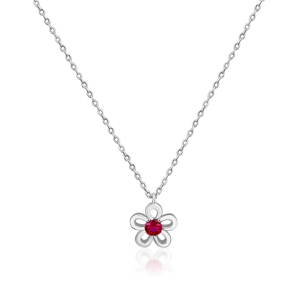 JVD Dámský stříbrný náhrdelník s červeným rubínem SVLN0554SH2R142