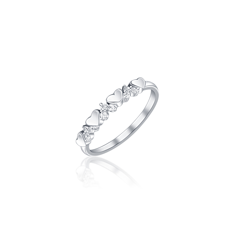 JVD Dámský stříbrný srdíčkový prsten se zirkony SVLR0761XI2BI56
