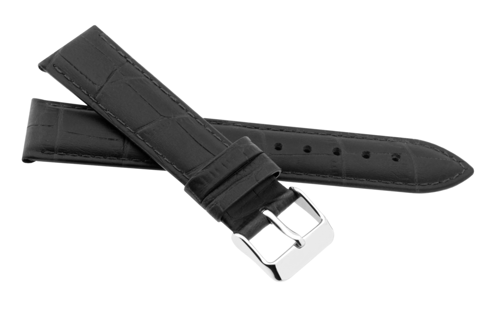 JVD Kožený unisex černý řemínek na hodinky R41701/24