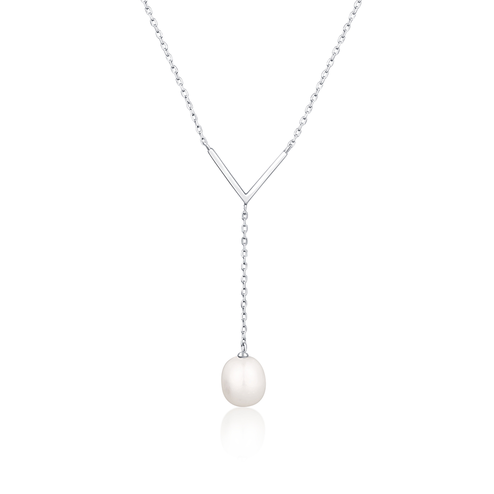 JVD Dámský stříbrný náhrdelník s perlou SVLN0349XD2P145