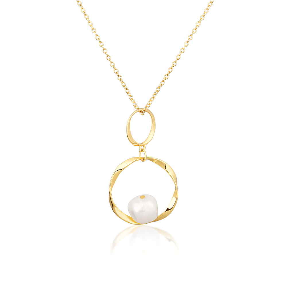 JVD Dámský stříbrný pozlacený náhrdelník s perlou SVLN0355XD2GP45