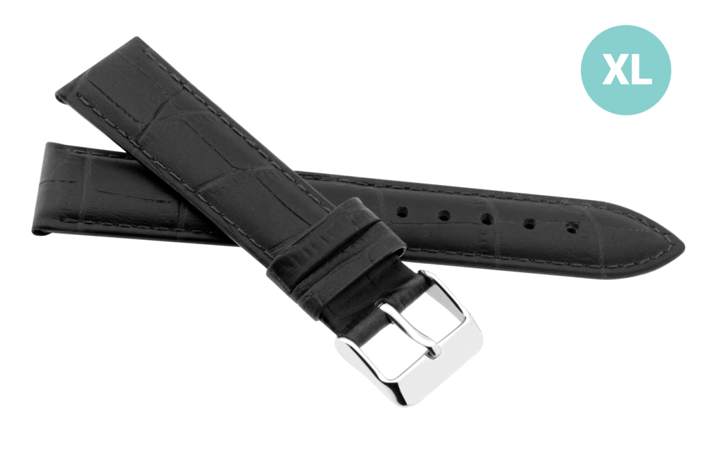JVD Kožený unisex černý řemínek na hodinky R41701/18XL