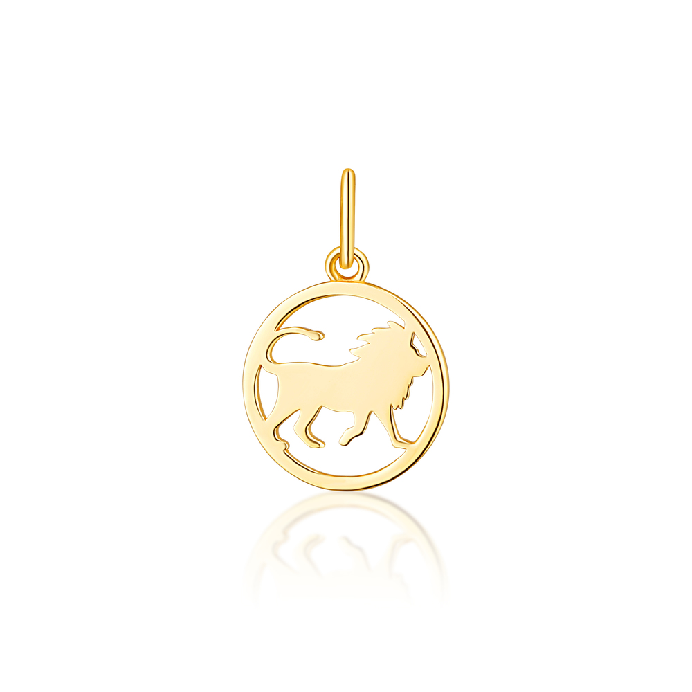  JVD Stříbrný pozlacený přívěsek - znamení LEV v kolečku SVLP1080X61GOLE