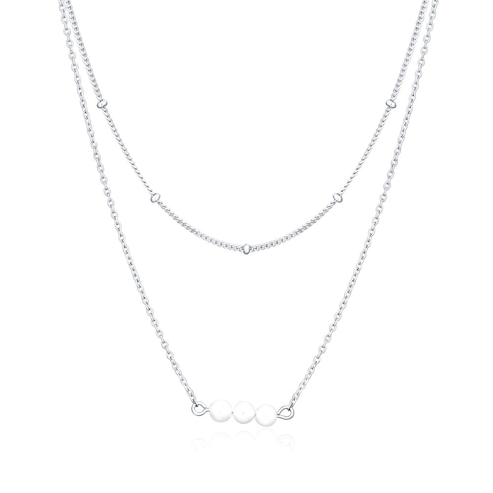 JVD Dámský stříbrný náhrdelník s perlami SVLN0392X61P145