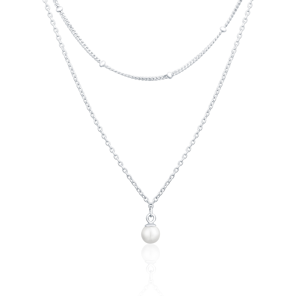 JVD Dámský stříbrný náhrdelník s perlou SVLN0406X61P145