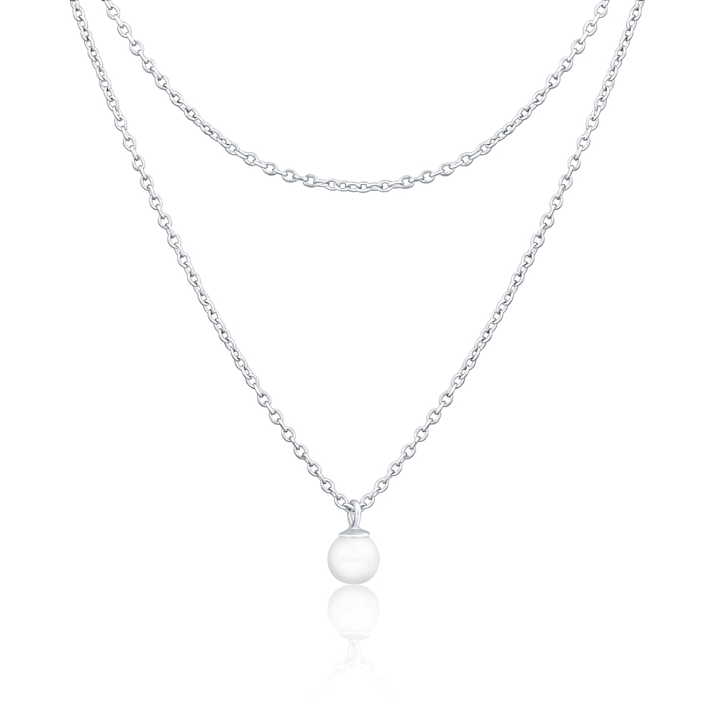JVD Dámský stříbrný náhrdelník s perlou SVLN0402X61P145