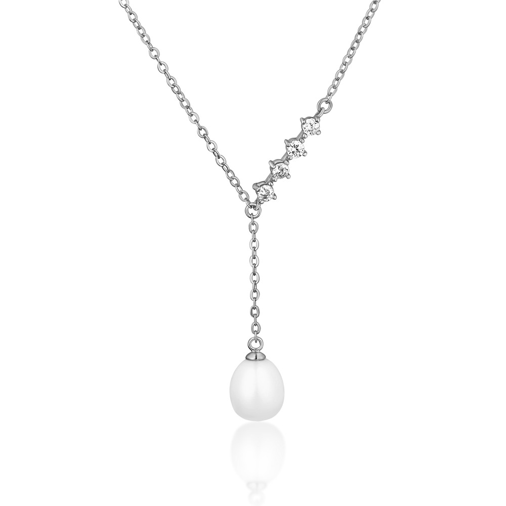 JVD Dámský stříbrný náhrdelník s perlou SVLN0340XD2P145