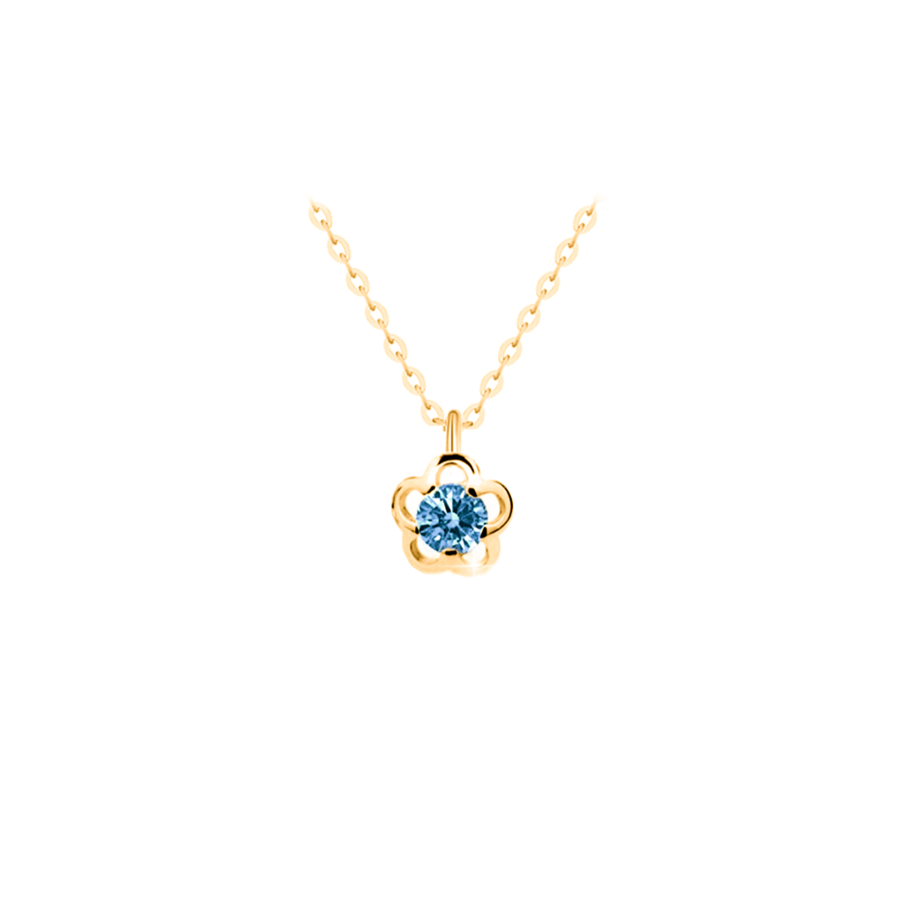 JVD Dětský stříbrný pozlacený náhrdelník s modrým zirkonem SVLN0443SH2GM38