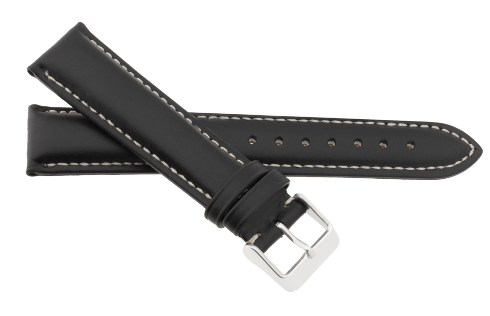 JVD Pánský kožený černý řemínek na hodinky kožený R36001/20