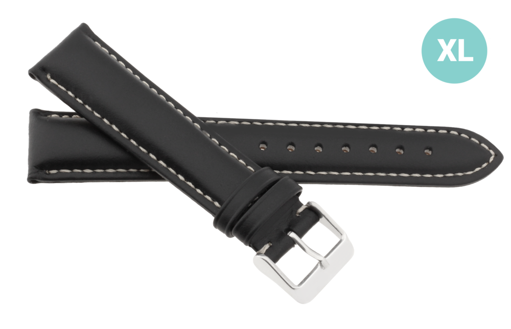 JVD Pánský kožený černý řemínek na hodinky kožený R36001/20XL