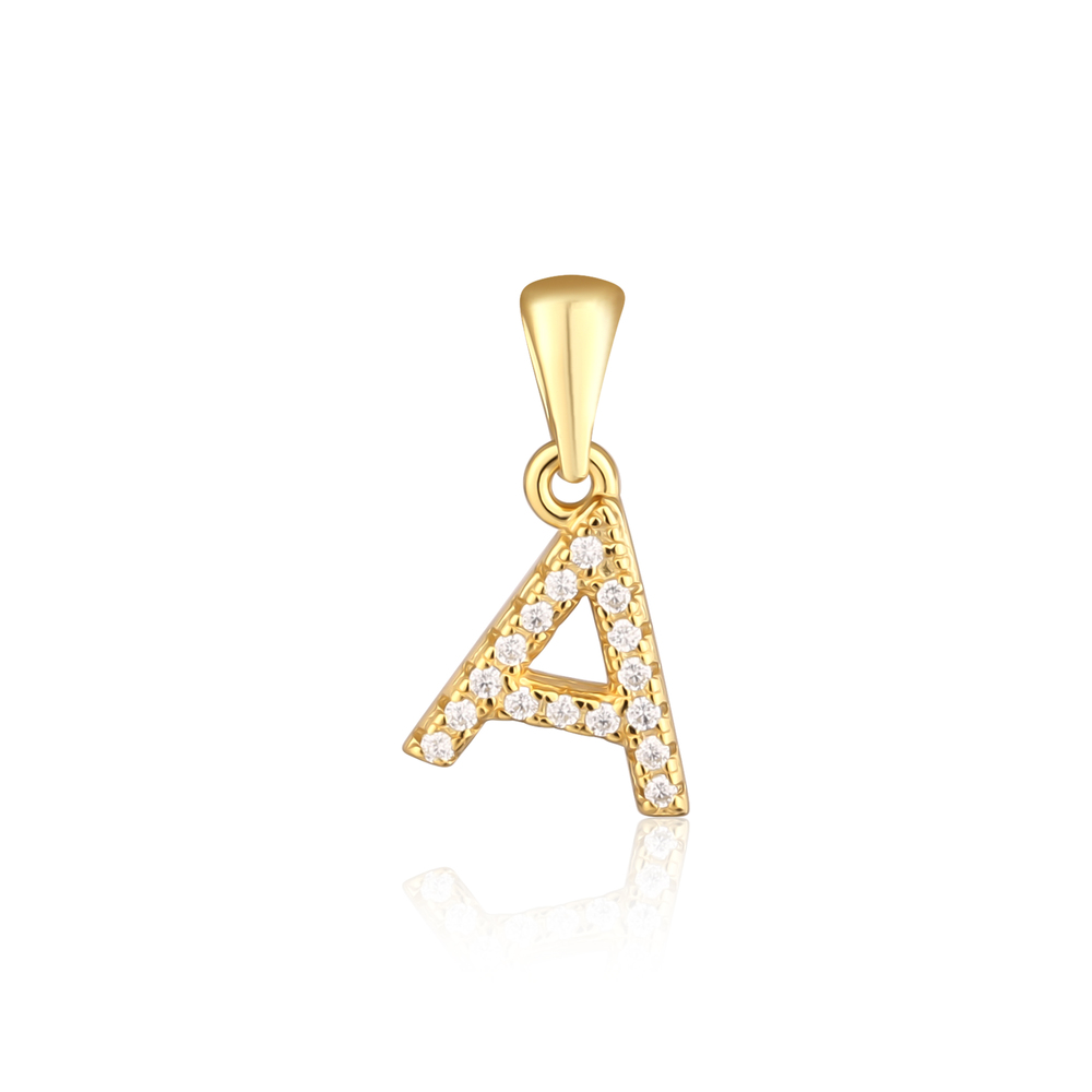  JVD Dámský stříbrný pozlacený přívěsek se zirkony písmenko SVLP0948XH2BIGA