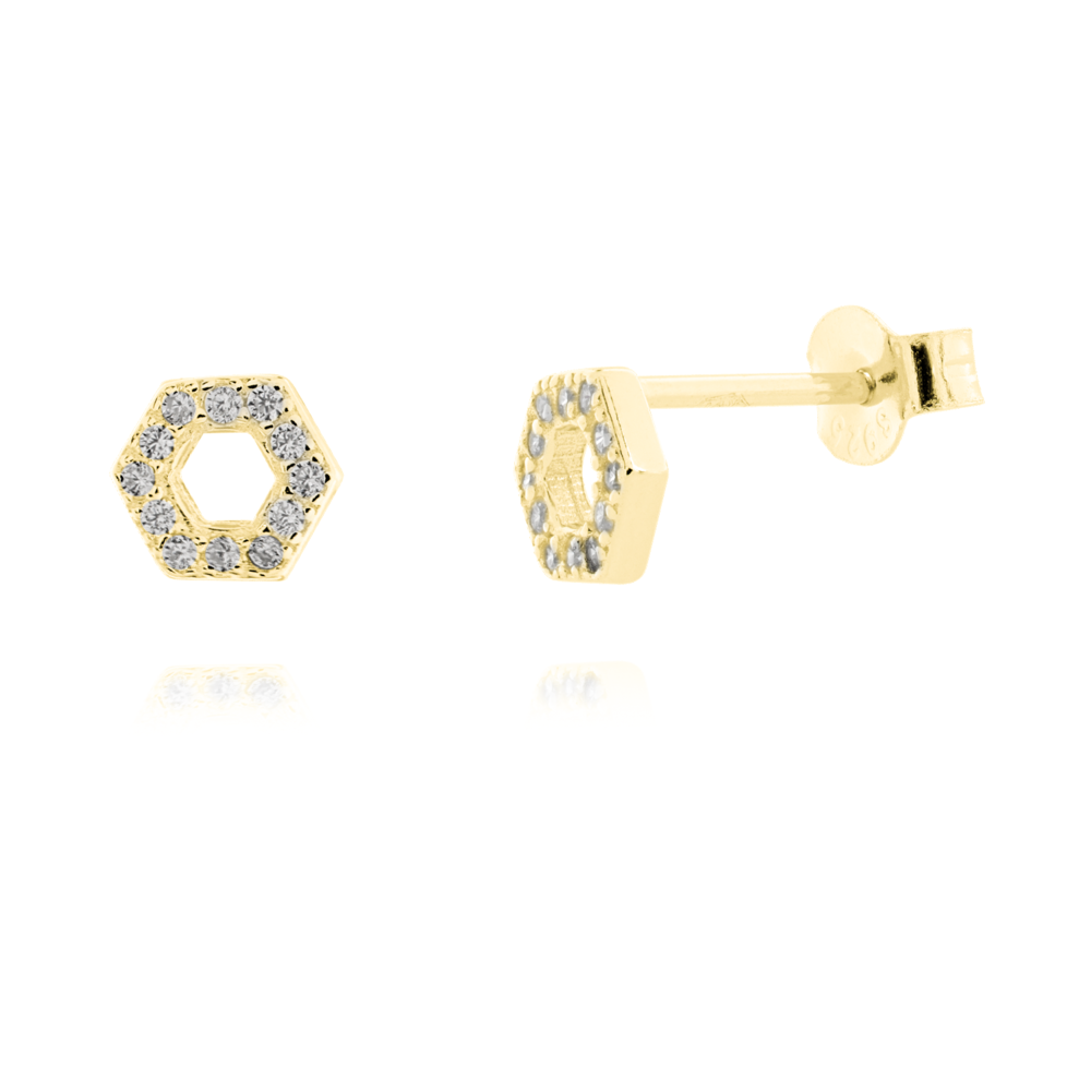  JVD Dámské pozlacené stříbrné peckové náušnice se zirkony na puzetku SVLE0509XH2GO00