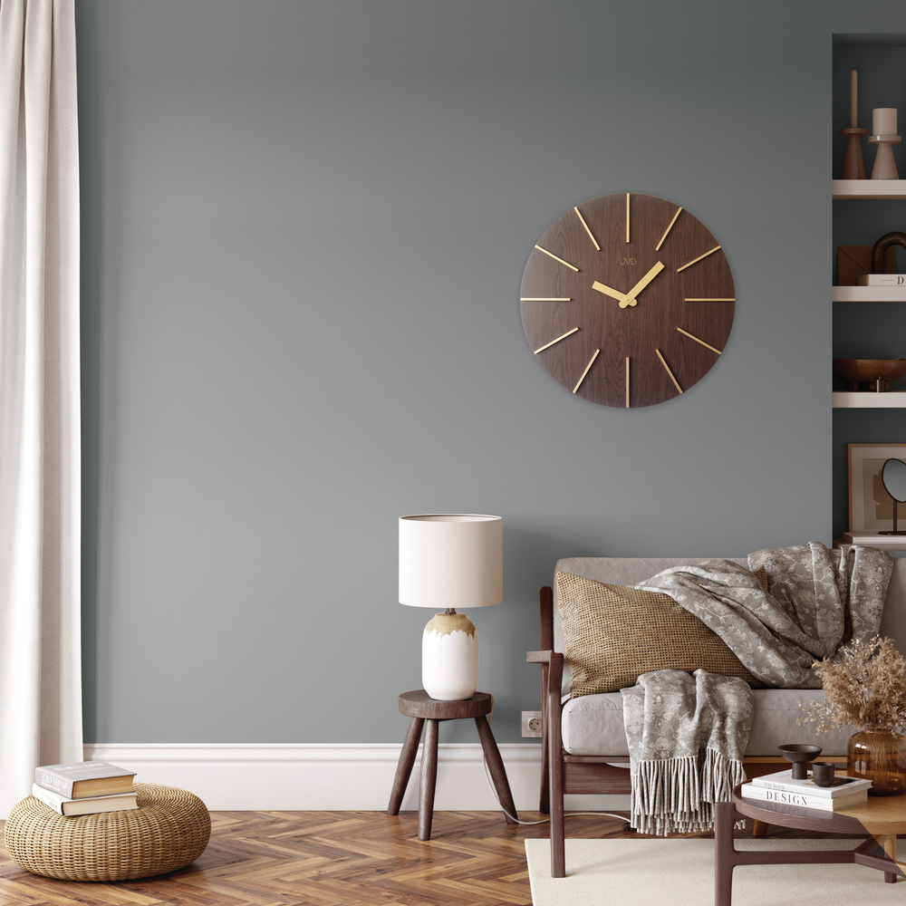 JVD Obrovské designové dřevěné nástěnné hodiny průměr 70cm JVD HC702.1