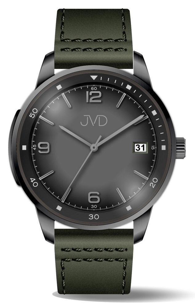 JVD Pánské voděodolné ocelové hodinky se zeleným řemínkem JVD JC417.5