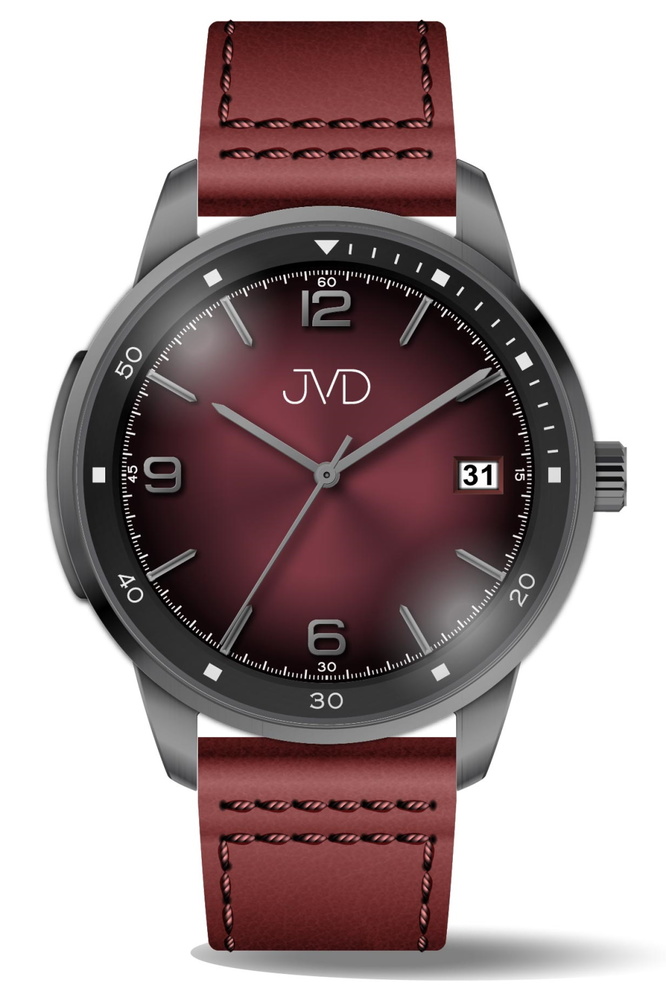 JVD Pánské voděodolné ocelové hodinky s červeným řemínkem JVD JC417.2