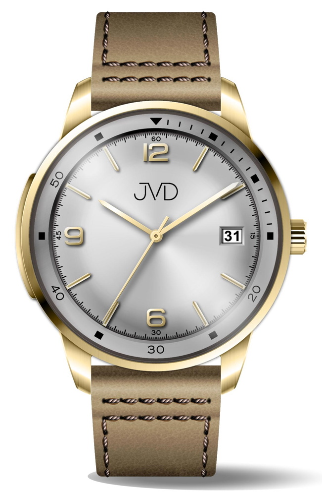 JVD Pánské voděodolné ocelové hodinky s zlatým řemínkem JVD JC417.4
