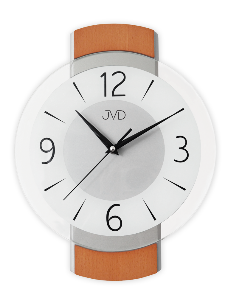 JVD Dřevěné skleněné nástěnné netikající tiché hodiny JVD NS22018/41