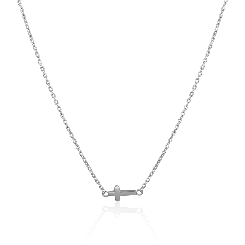 JVD Dámský stříbrný náhrdelník křížek na ležato SVLN0450XH20045