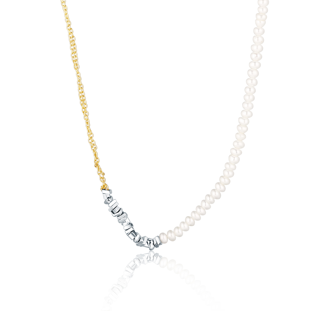 JVD Dámský stříbrný pozlacený náhrdelník se zirkony SVLN0460X75GP45