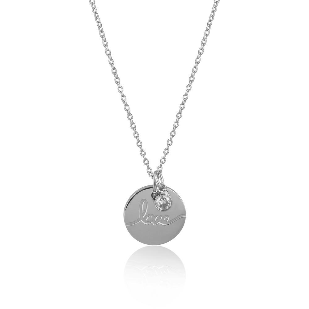 JVD Dámský ocelový stříbrný náhrdelník LOVE SSSN0055XG10045