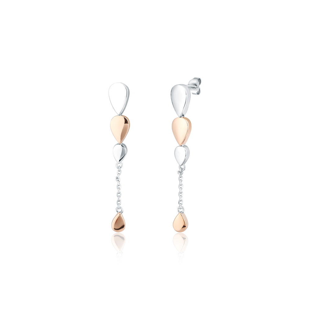 JVD Dámské stříbrné rose gold visací náušnice s perlami na puzetku SVLE1842X75BK00