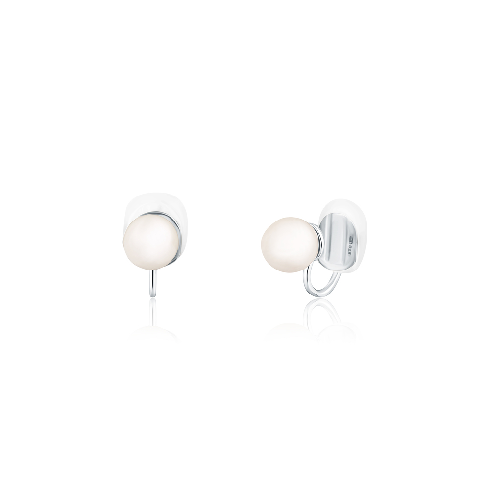 JVD Dámské peckové stříbrné náušnice s perlami SVLE1841X75P100