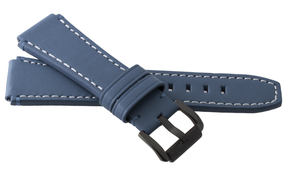JVD Pánský modrý prošívaný kožený řemínek na hodinky RJE1010.1