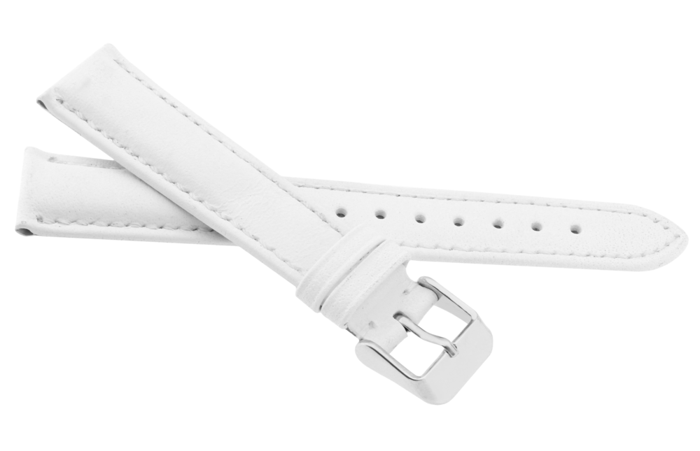 JVD Dámský bílý kožený prošívaný řemínek na hodinky R20604/18