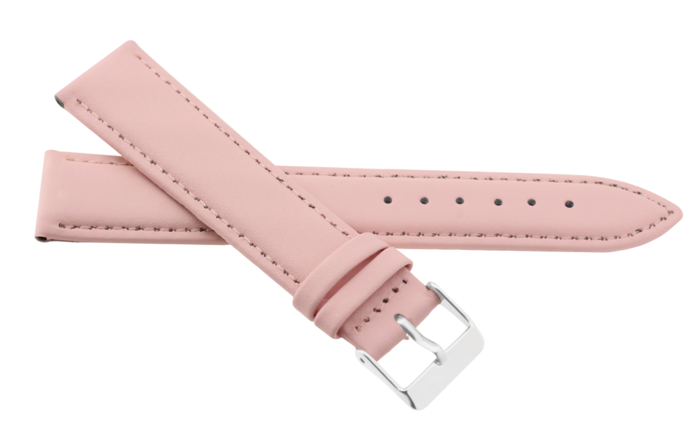 JVD Dámský růžový kožený prošívaný řemínek na hodinky R17426/22