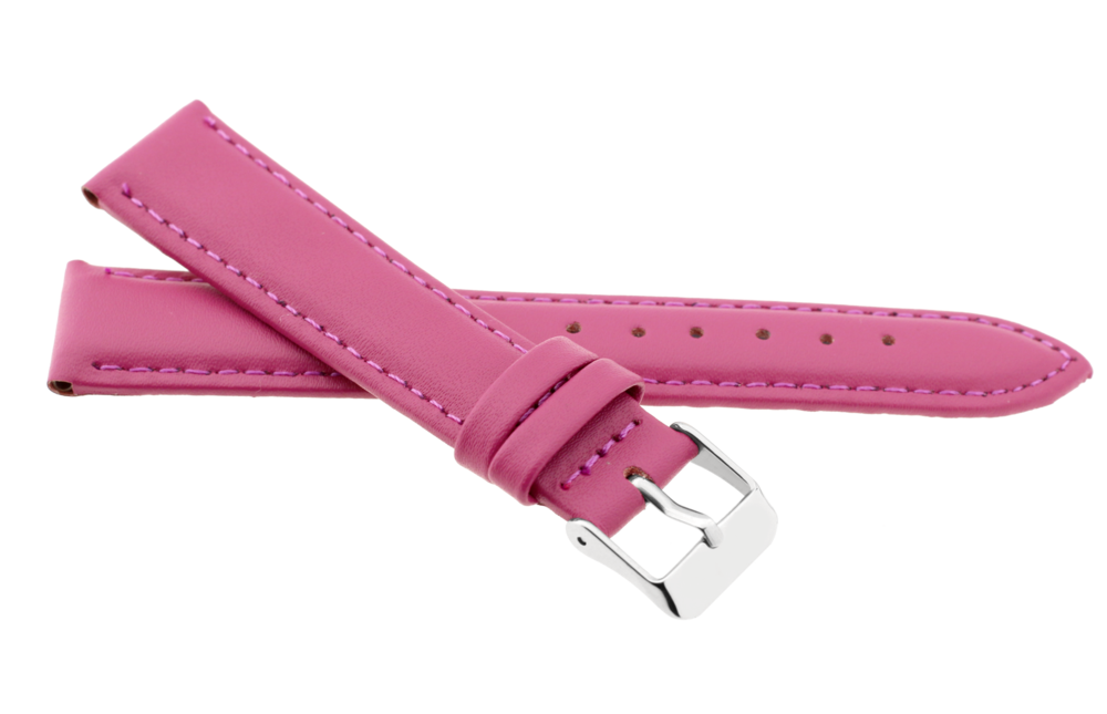 JVD Dámský růžový kožený prošívaný řemínek na hodinky R17423/12 SKLAD