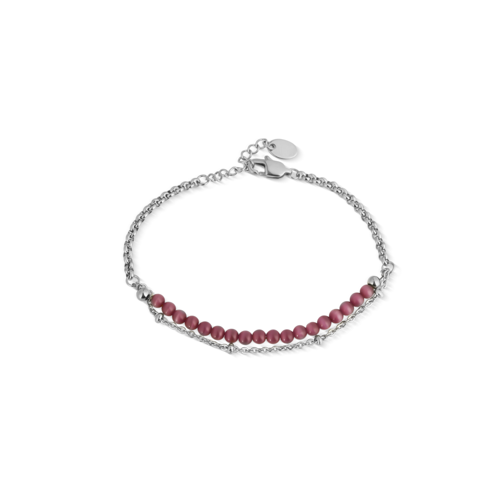 JVD Dámský ocelový náramek na ruhu s červenými korály SSSB0092XG1CO18