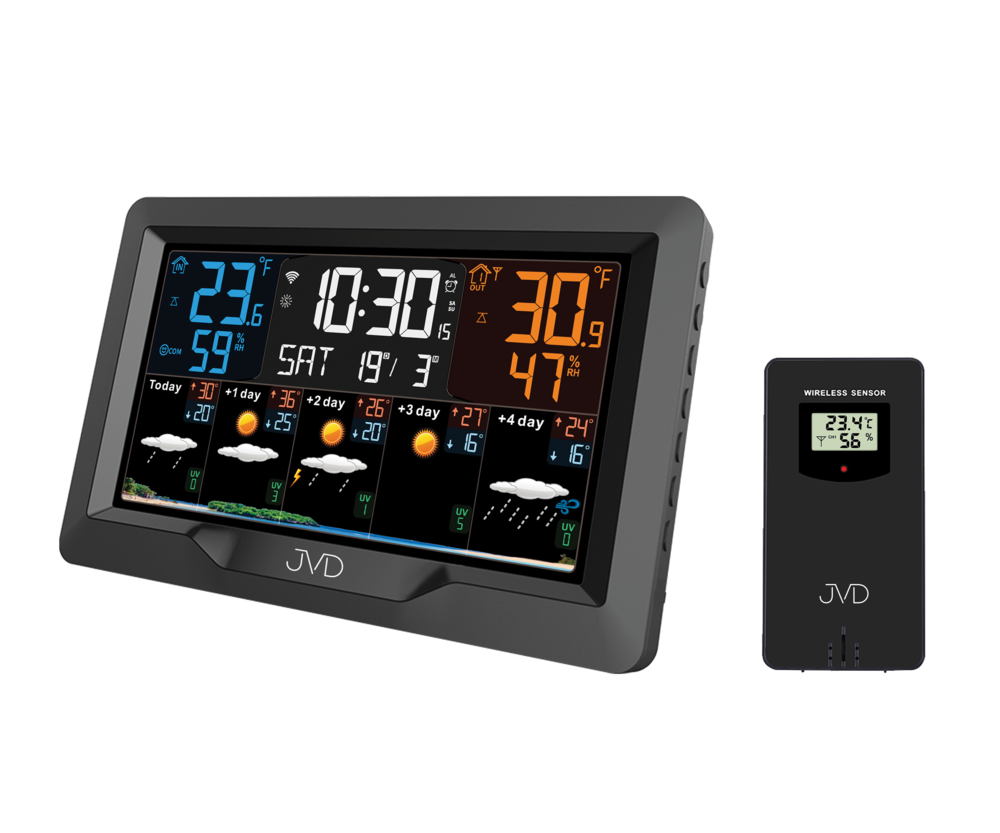 JVD Barevná digitální rádiem řízená meteorologická stanice JVD RB3390.1