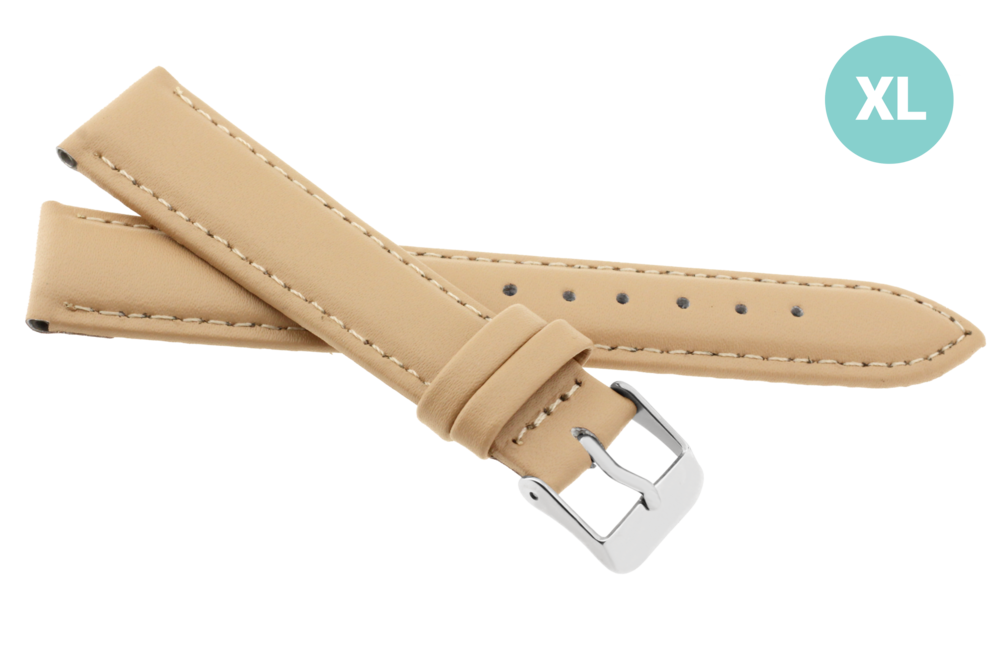 JVD Krémový prošívaný kožený řemínek na hodinky R17417/12XL