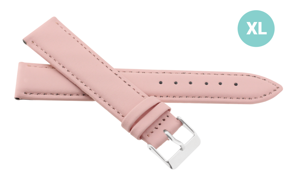 JVD Dámský růžový kožený prošívaný řemínek na hodinky R17426/12XL