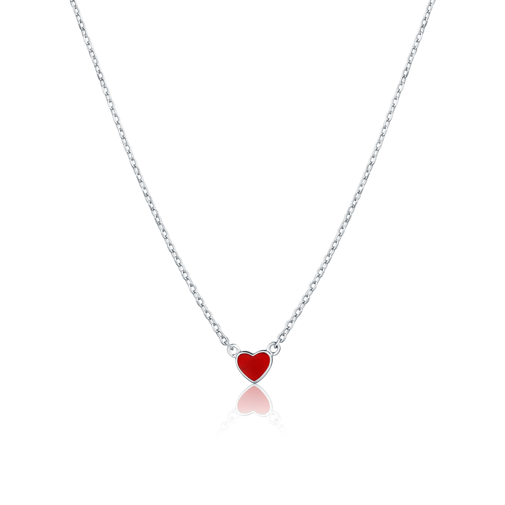 JVD Dámský stříbrný náhrdelník srdce červené SVLN0725S75CE42