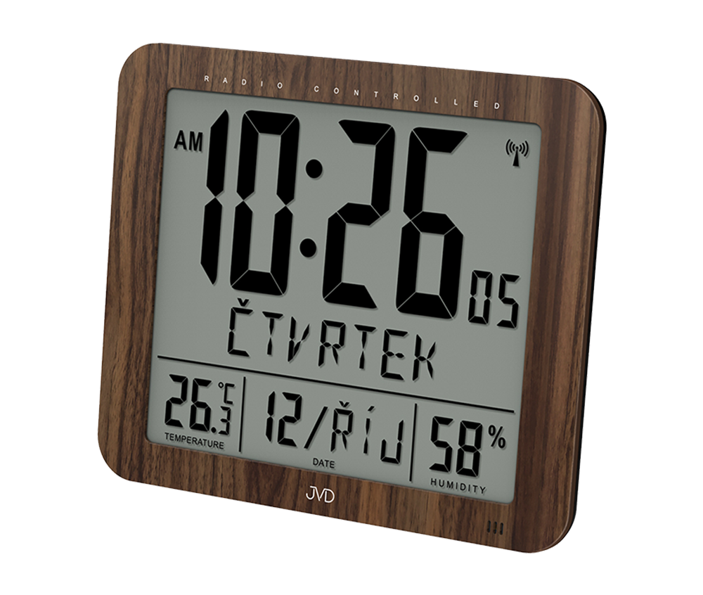 JVD Rádiem řízené digitální hodiny  s budíkem JVD hnědé DH9335.2