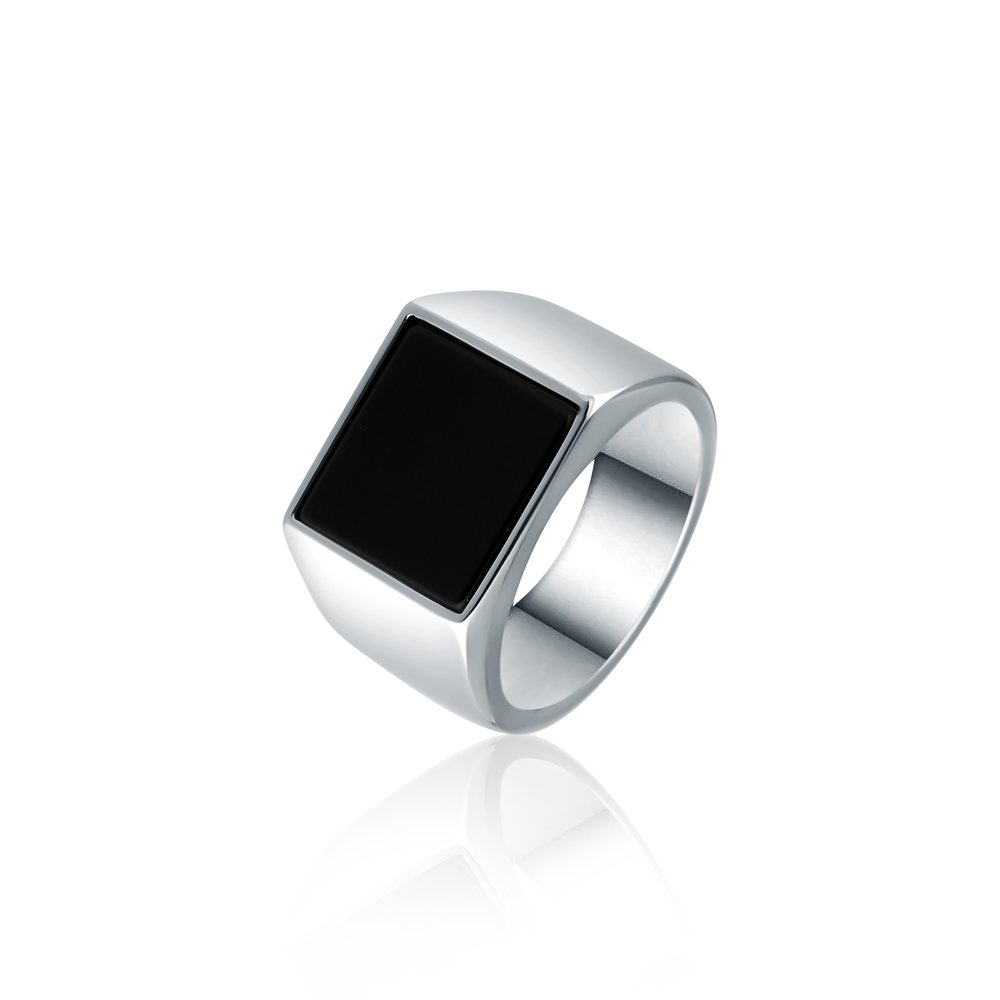 JVD Pánský stříbrný prsten s černým onyxem SVLR0975X75BL62