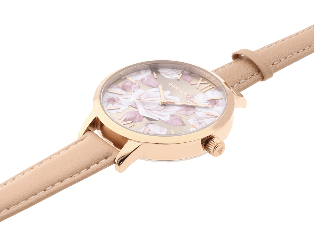 JVD Dámské elegantní náramkové hodinky SUNDAY ROSE Spirit PEACH SUN-S06