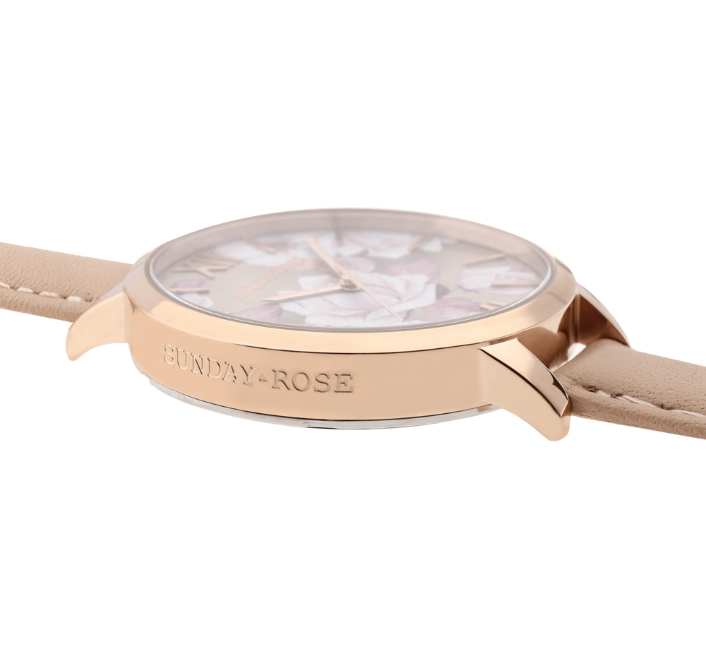 JVD Dámské elegantní náramkové hodinky SUNDAY ROSE Spirit PEACH SUN-S06