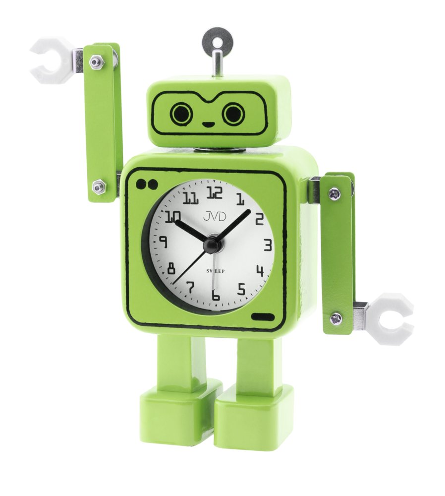 Tichý zelený netikající dětský budík JVD ROBOT SRP2305.1