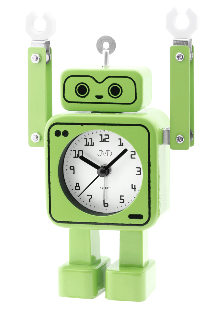 Tichý zelený netikající dětský budík JVD ROBOT SRP2305.1