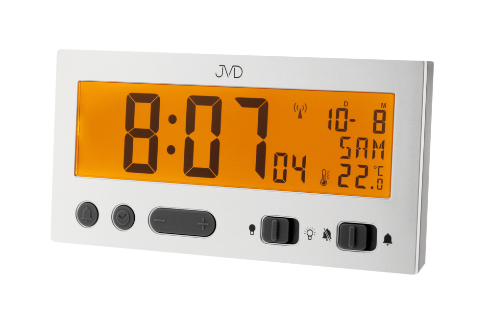 JVD Stříbrný Rádiem řízený budík JVD RB9410.1