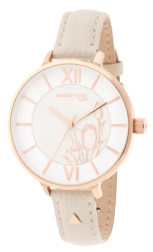SUNDAY ROSE Dámské luxusní designové hodinky SUNDAY ROSE Fashion Tulip Leather SUN-F08