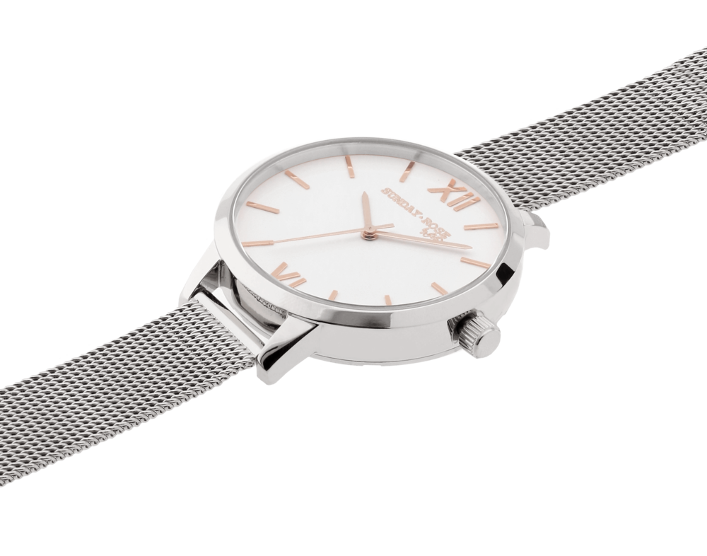 SUNDAY ROSE Dámské elegantní designové hodinky Fashion SILVER LOVE SUN-F04