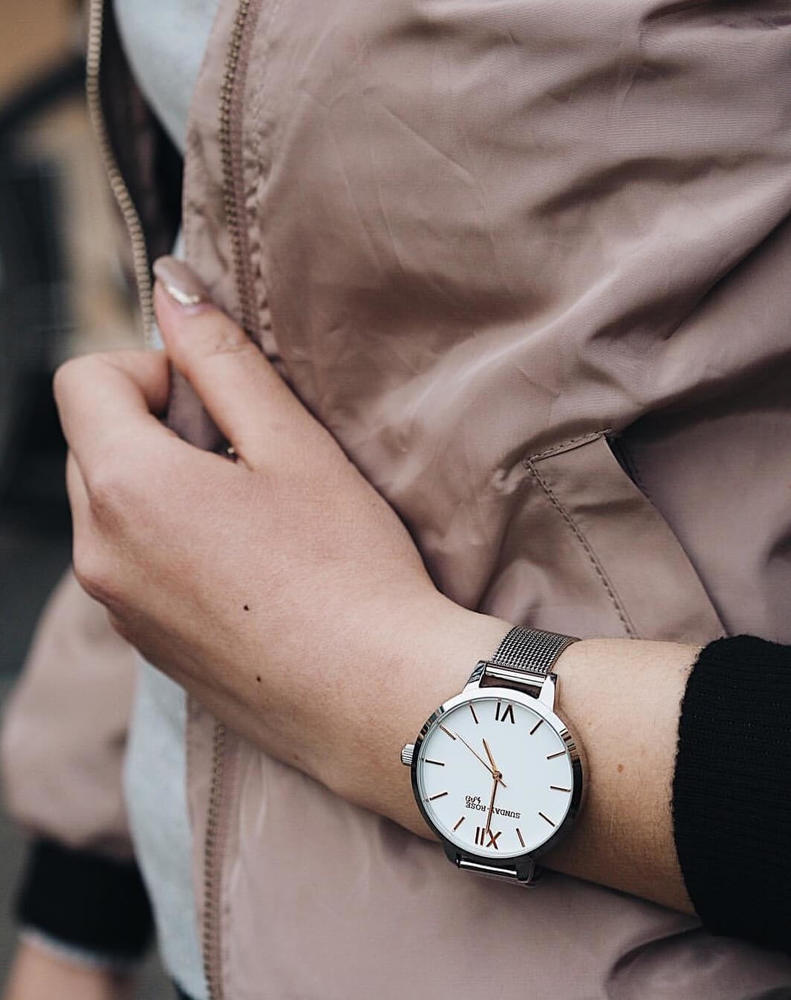 SUNDAY ROSE Dámské elegantní designové hodinky Fashion SILVER LOVE SUN-F04